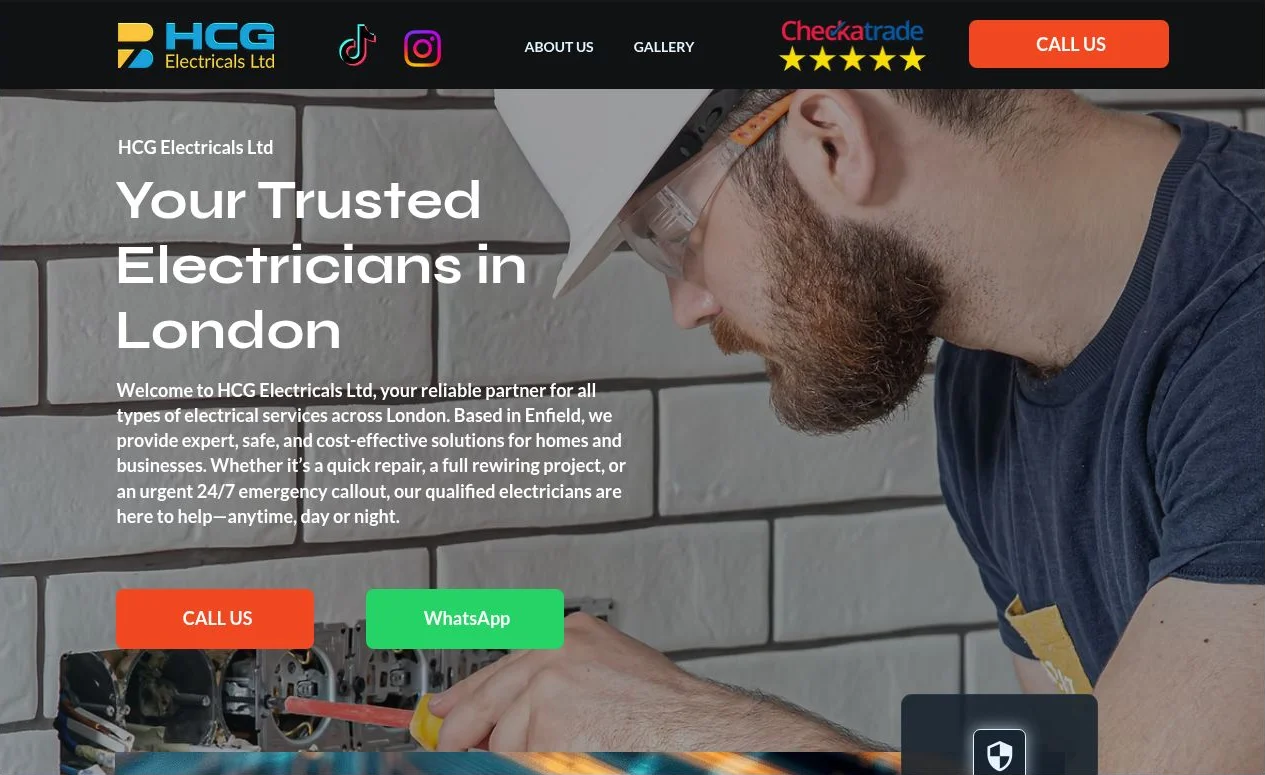 HCG Electricals Ltd — desktop website design