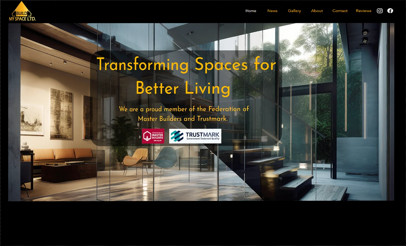 Build My Space — desktop website design