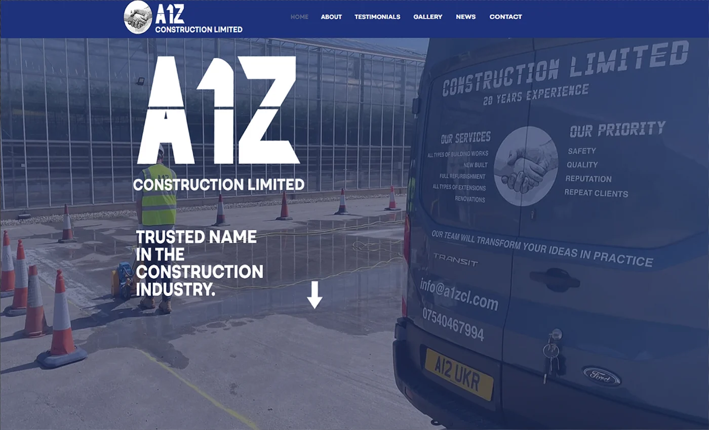 A1Z Construction — desktop website design