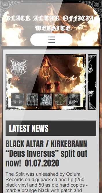 Black Altar — mobile website design