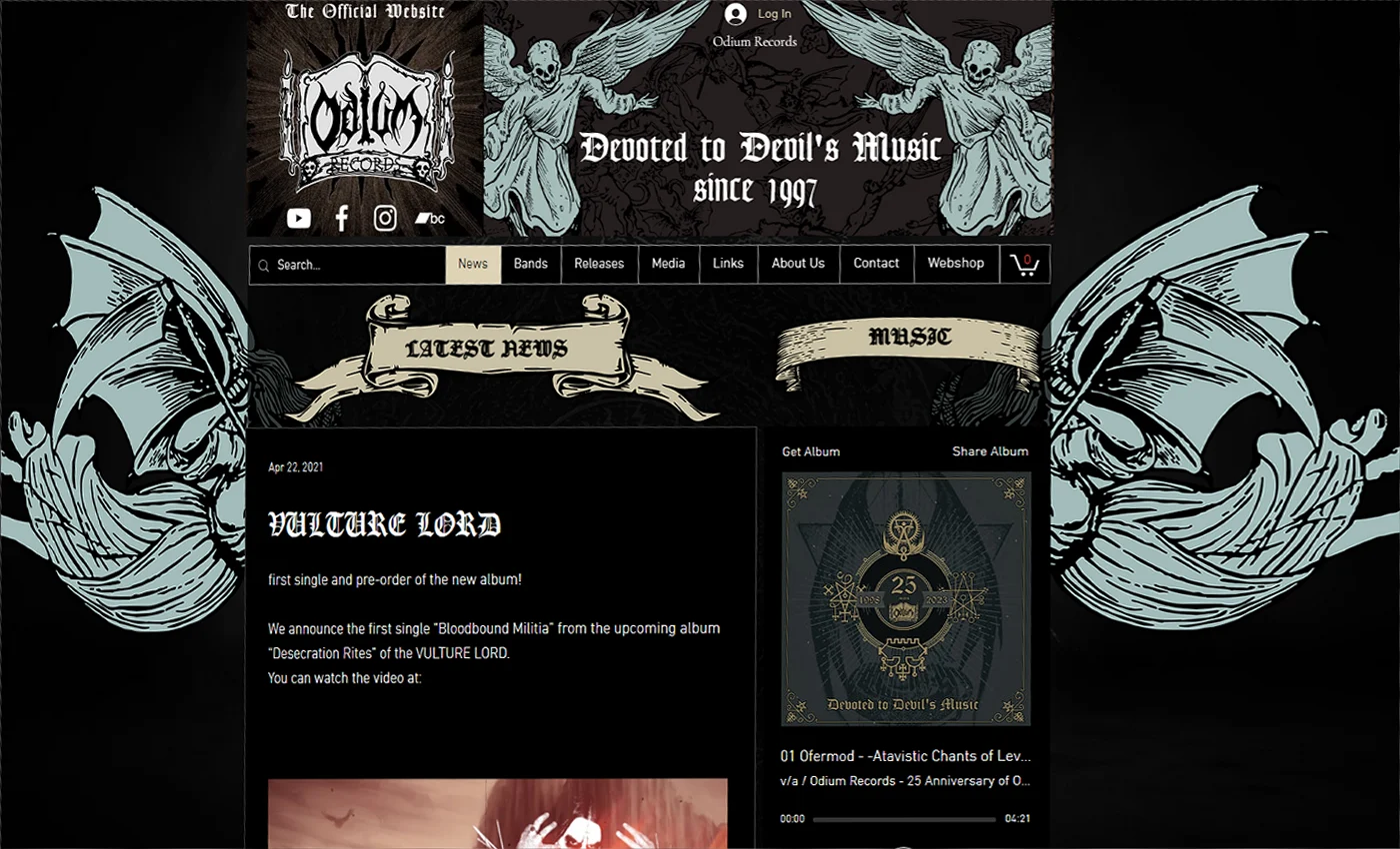 Odium Rex — desktop website design