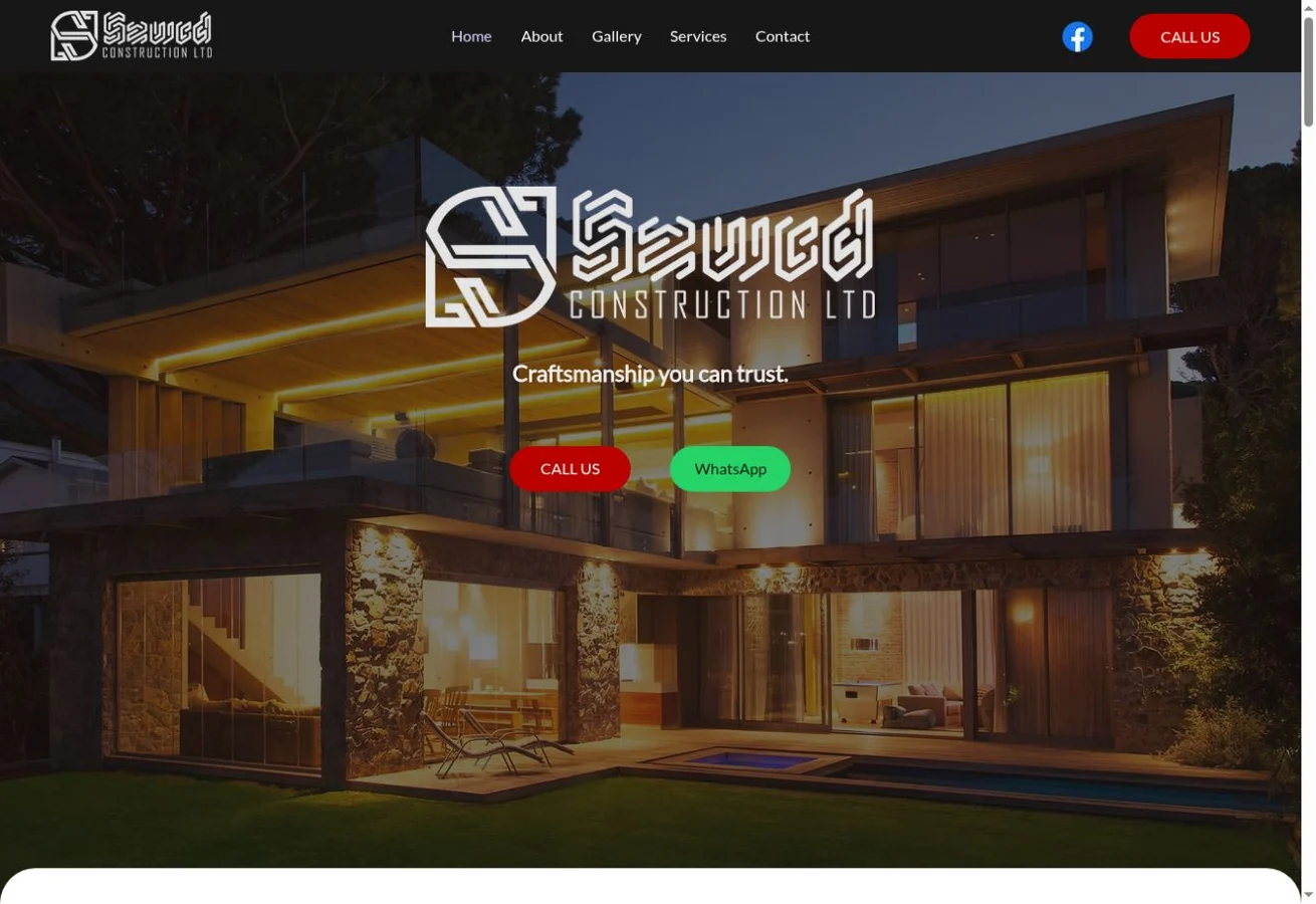 Szwed Construction — desktop website design