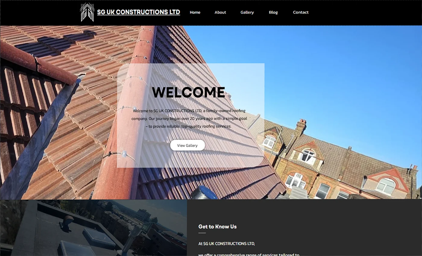 SG UK Constructions — desktop website design