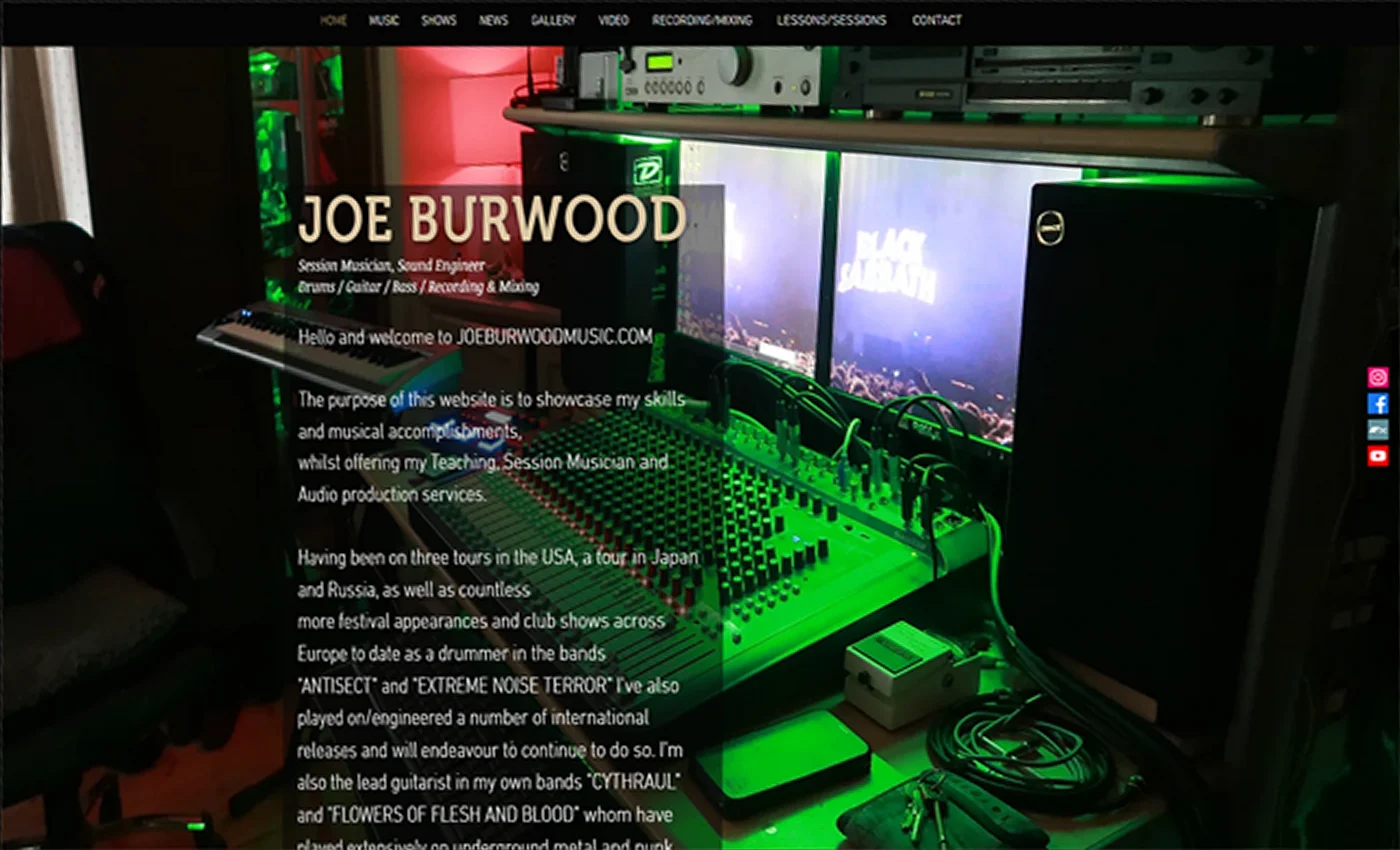 Joe Burwood Music — desktop website design