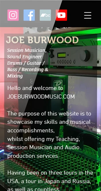 Joe Burwood Music — mobile website design